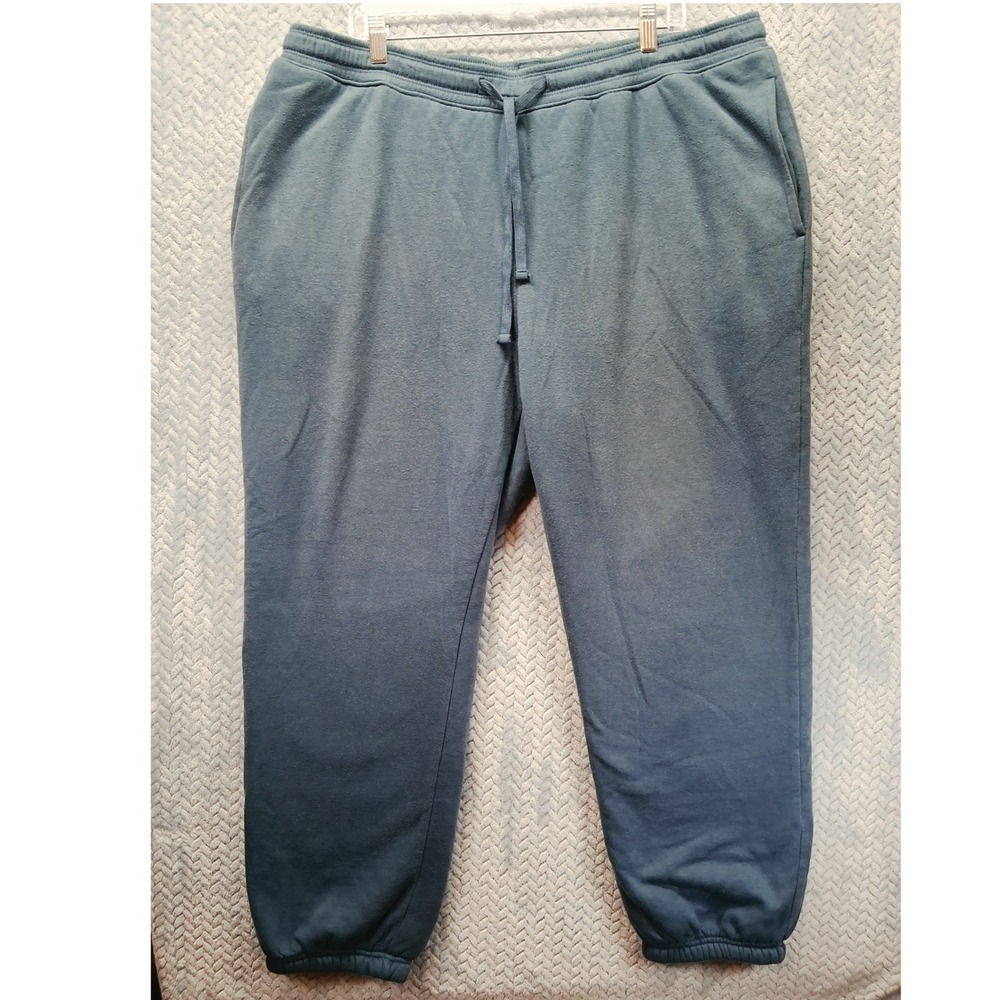 Eddie Bauer Mens XL Sherpa Lined Sweatpants Blue Joggers Fleece Heavyweight